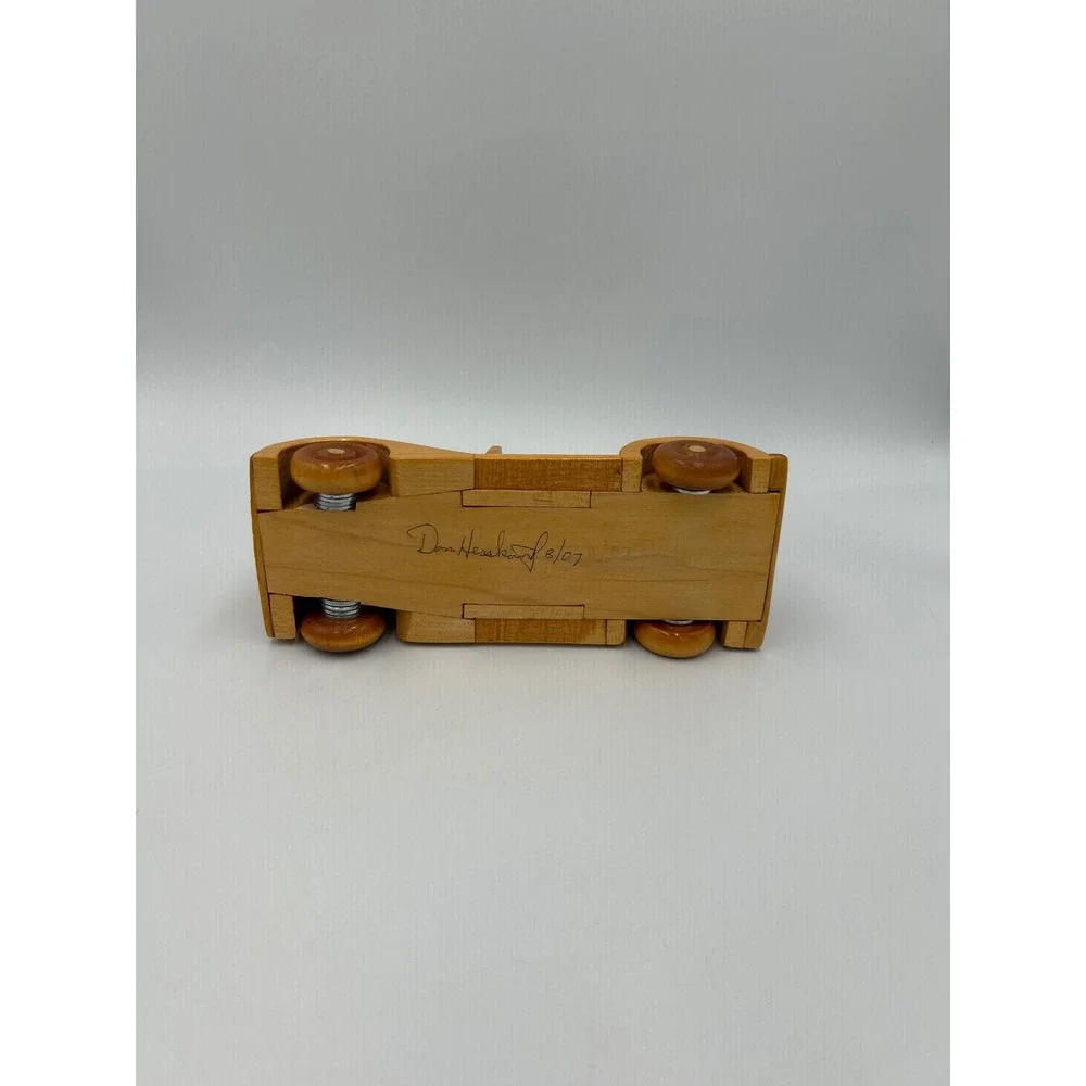 Vintage Handcrafted Wooden Convertible Roadster Model Car Natural Finish Toy